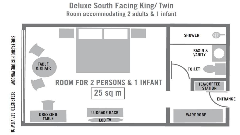 Deluxe Zimmer mit Kingsize-Bett oder 2 Einzelbetten - Südlage