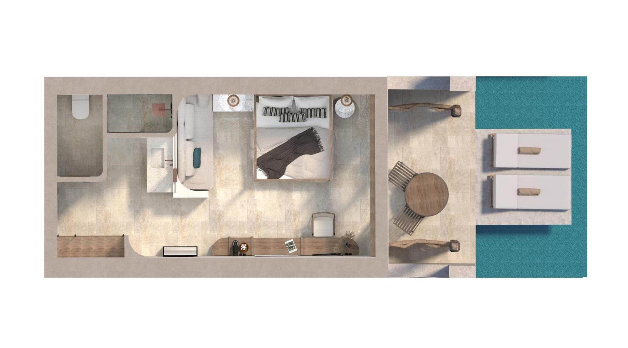 Chambre Luxe - Accès Direct à la Piscine