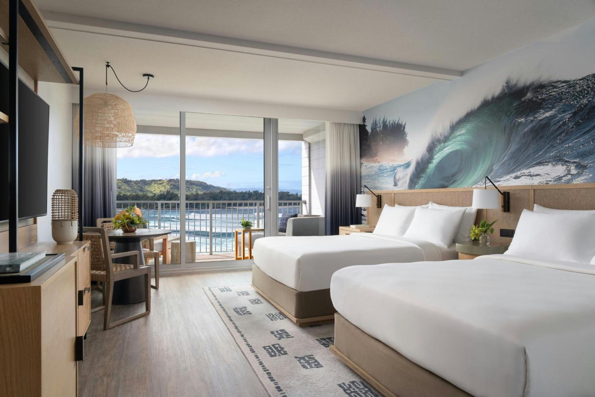 Kamer met 2 Queensize Bedden en Uitzicht op de Oceaan